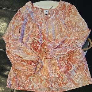 CAbi Snake Print Blouse. Excellent Used Condition. Sz Med. Shades Of Pink